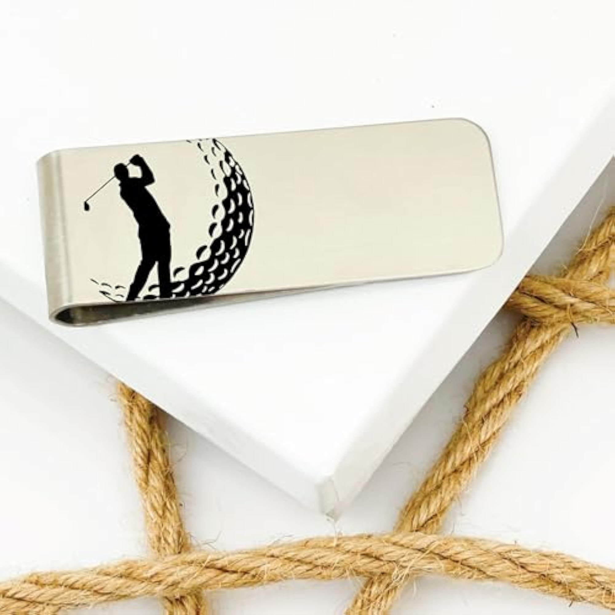 Stainless Steel Money Clip, Black, Golf